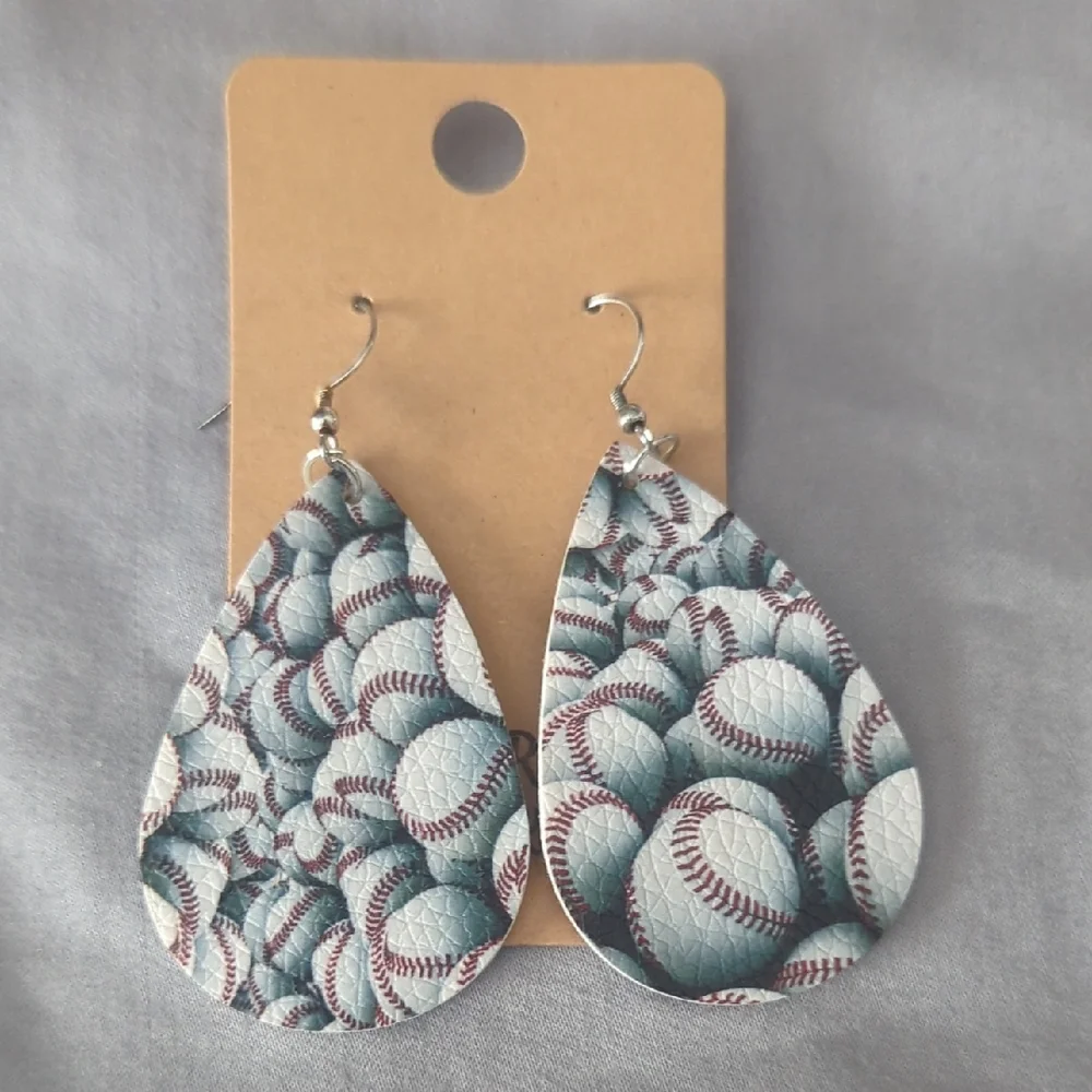 Baseball Teardrop Dangle  Earrings
